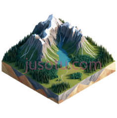 山脉,3D插画,绿色,蓝色,白色PNG
