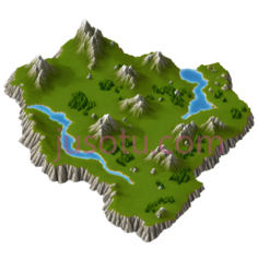 岛屿,卡通,绿色, 白色, 蓝色PNG