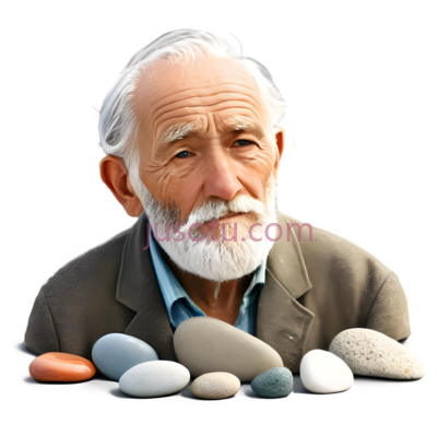 老人,正式,灰色西装, 白色头发, PNG