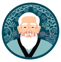 卡通人物,中国风,白色头发,胡须,蓝色上衣PNG