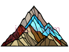 山峰,几何图形,蓝色,棕色,红色PNG