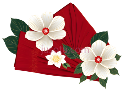 花朵,叶子,插画,白色,绿色,红色, PNG