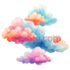 云朵,卡通,蓝色, 粉色, 橙色PNG