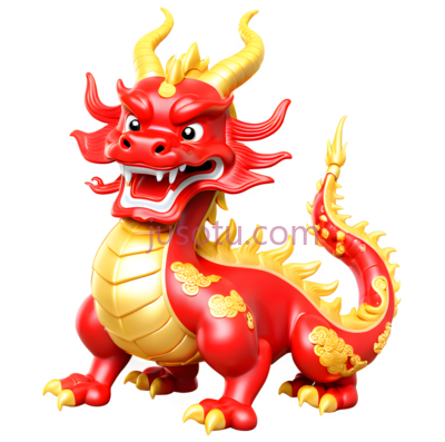 龙,卡通,红色,黄色, PNG