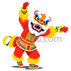 舞狮,中国舞狮,红色,黄色,白色PNG