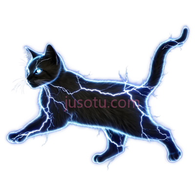 猫,闪电状发光,蓝色, PNG