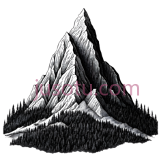 山峰,素描,黑白PNG