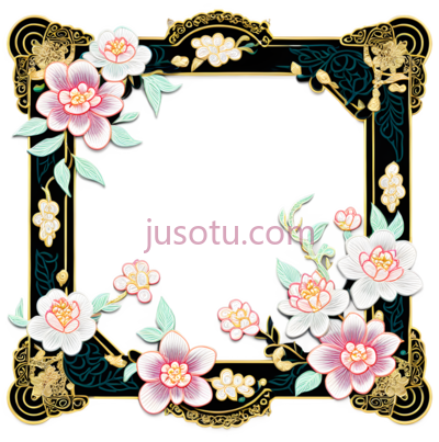花卉,中式,粉色,黄色,绿色, PNG