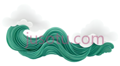 波浪,卡通,绿色PNG