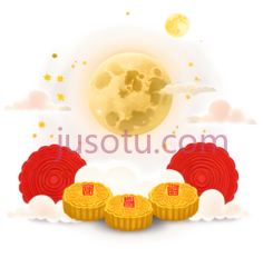 月亮,云朵,灯笼,金币,卡通,黄色,红色,白色PNG