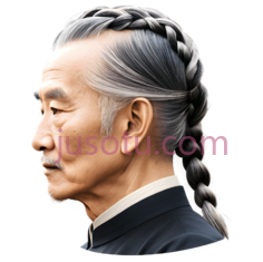 老人,编织发型,灰色PNG