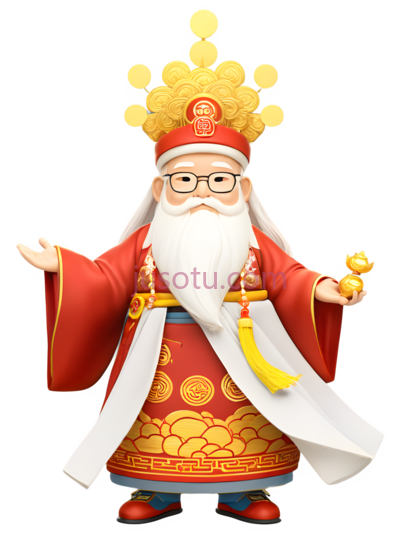 财神,服饰,金元宝,卡通, PNG