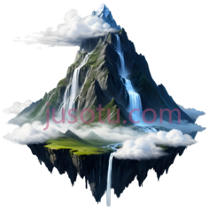 山峰,插画,蓝色,绿色,白色PNG