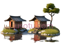 小木屋,中式建筑,棕色PNG
