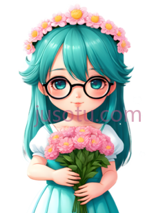 卡通女孩,可爱,蓝色PNG