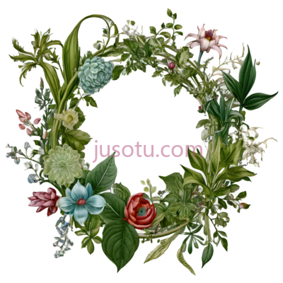 花环,插画,绿色,粉色,蓝色,白色, PNG