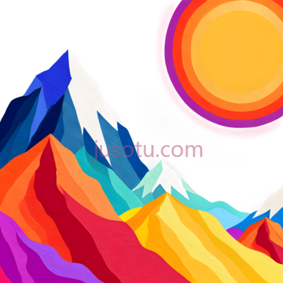 山峰,几何抽象,蓝色,紫色,橙色,黄色, PNG
