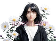 女孩,休闲,黑色外套, 白色内搭PNG
