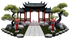 亭子,中式建筑,红色,灰色PNG