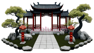 亭子,中式建筑,红色,灰色, PNG