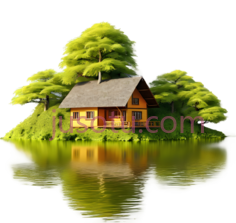 小屋,卡通,棕色屋顶, 黄色墙壁PNG