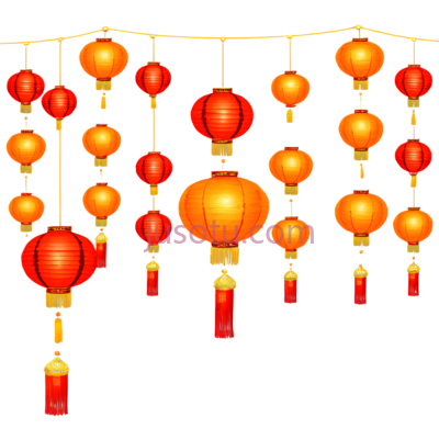 灯笼,中式,红色,黄色, PNG