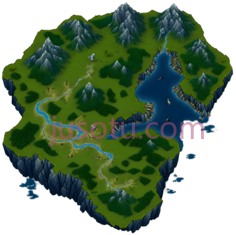 岛屿,卡通,绿色,蓝色,白色PNG