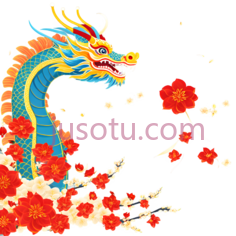 龙,中国绘画,蓝色,黄色,红色PNG