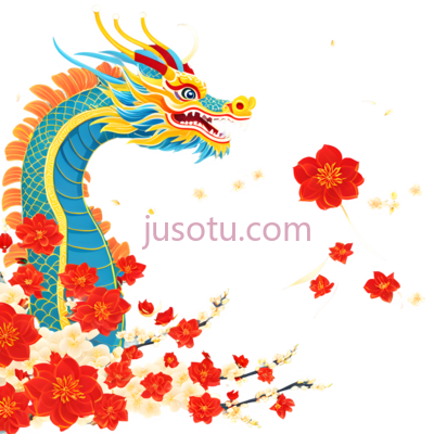 龙,中国绘画,蓝色,黄色,红色, PNG