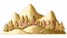 山景,雕刻,金色PNG