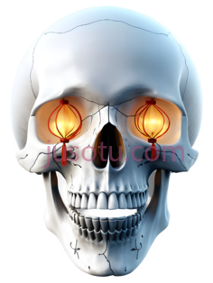 骷髅,3D,白色, 红色PNG