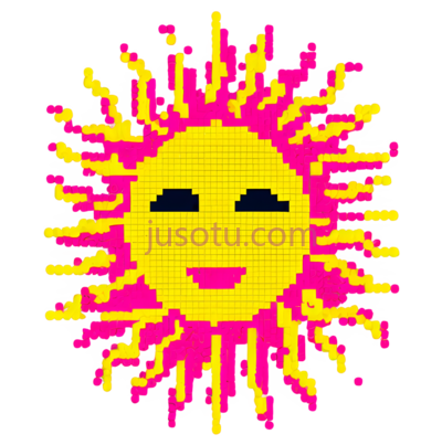 太阳,像素,黄色,粉色, PNG
