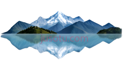 雪山,插画,白色,蓝色,绿色, PNG