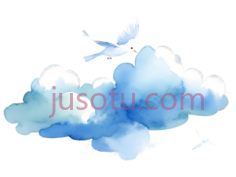 云,水彩画,蓝色PNG