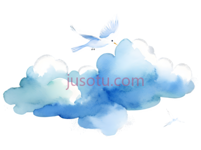 云,水彩画,蓝色, PNG