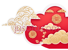 云朵,中国风,白色,红色PNG