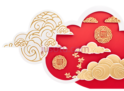 云朵,中国风,白色,红色, PNG