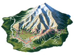 山,插画,绿色, 白色, 红色PNG
