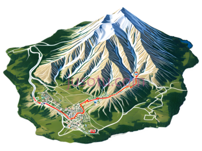 山,插画,绿色, 白色, 红色, PNG