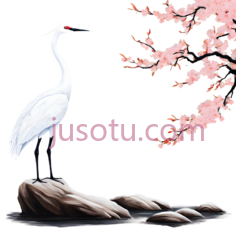鹤,水墨画,白色PNG