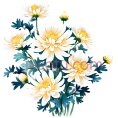 菊花,插画,白色,黄色PNG