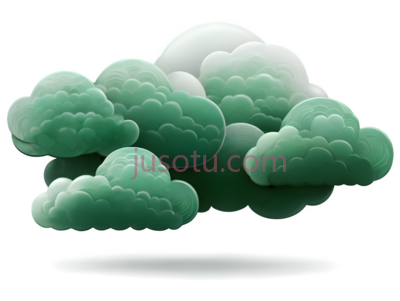 云,3D,绿色, PNG