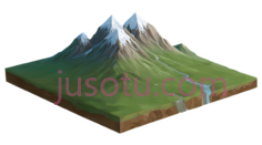 山,3D,绿色,棕色,白色PNG