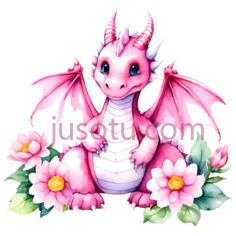 龙,卡通,粉色PNG