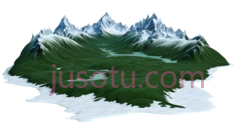 山脉,3D渲染,绿色,白色PNG