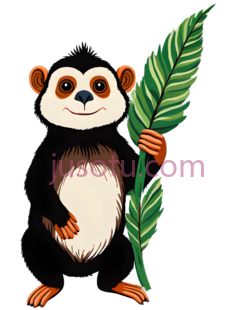 猴子,卡通,黑色,白色,橙色,绿色PNG