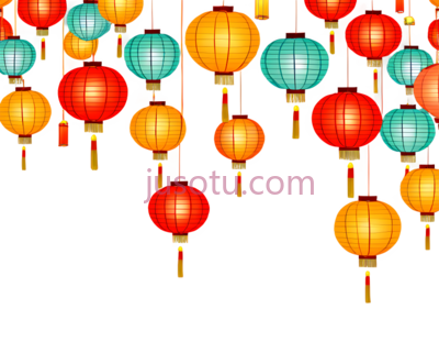 灯笼,中国风,红色,橙色,黄色,绿色, PNG