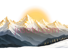 山脉,插画,白色,灰色,黄色PNG