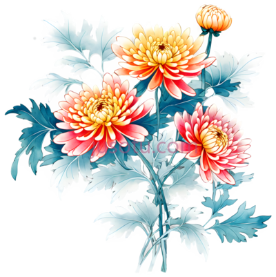菊花,花瓣,叶纹, PNG