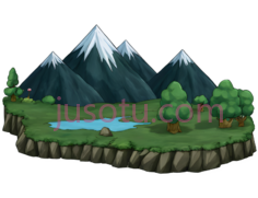 岛屿,卡通,绿色,蓝色,白色PNG